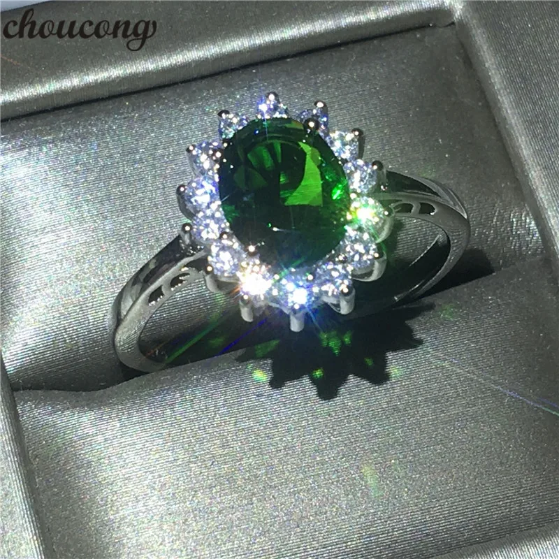 Choucong принцесса кольцо Диана 2ct AAAAA Циркон Настоящее 925 пробы серебро обручальное кольцо кольца для мужчин и женщин Bijoux
