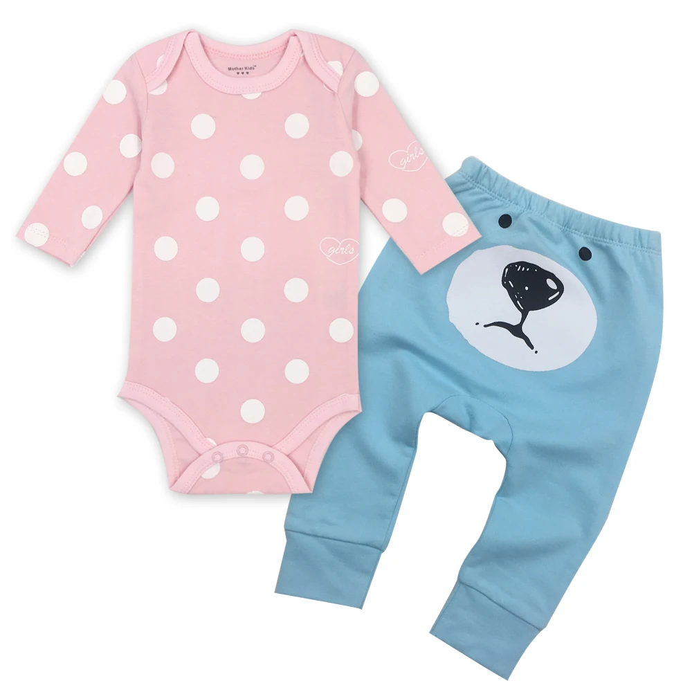 

Baby girl Clothes O-neck Long Sleeved Bodysuits and Baby pants suit 100% Cotton Child Garment Toddler Underwear Infant Clothes