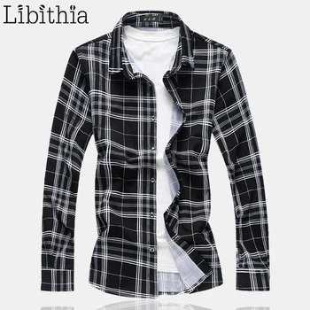 

Men Casual Plaid Dress Shirts Long Sleeve Cotton Blouse Big Size 6XL 7XL Spring Autumn Loose Clothing Male Black Red F010