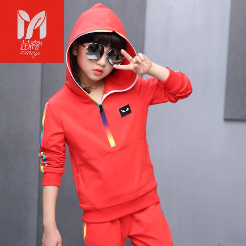 New spring autumn children's clothing suits sunflower children hoodies + pants children tracksuit girl clothes set