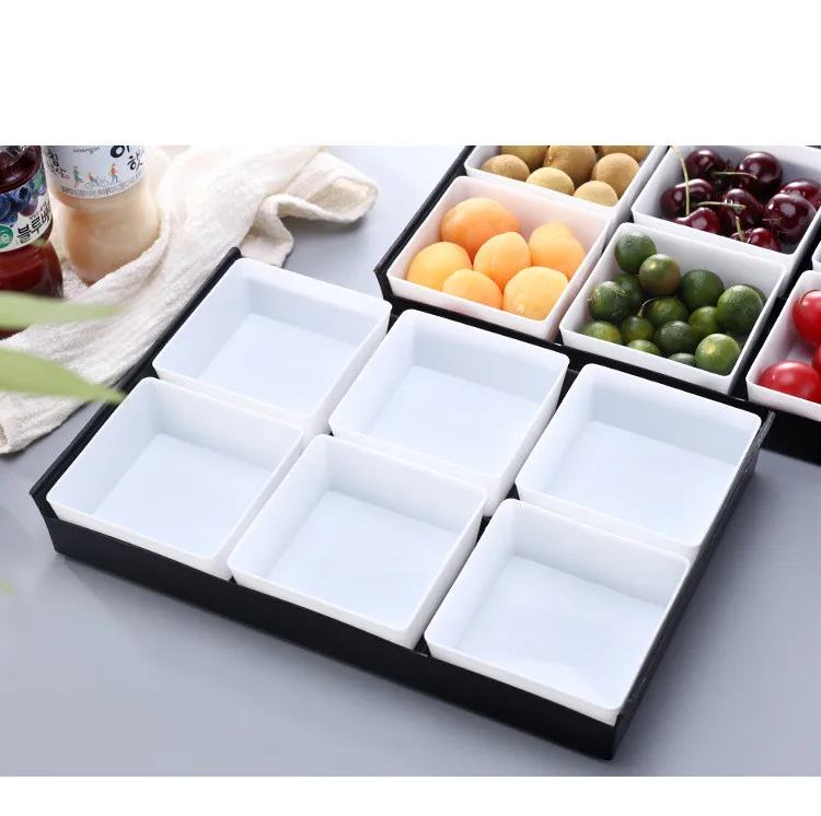 1 шт., креативные пластиковые тарелки для закусок, разделенные решетки, фруктовые тарелки, лоток для хранения, для гостиной, твердая пластиковая тарелка для закусок, OK 0809