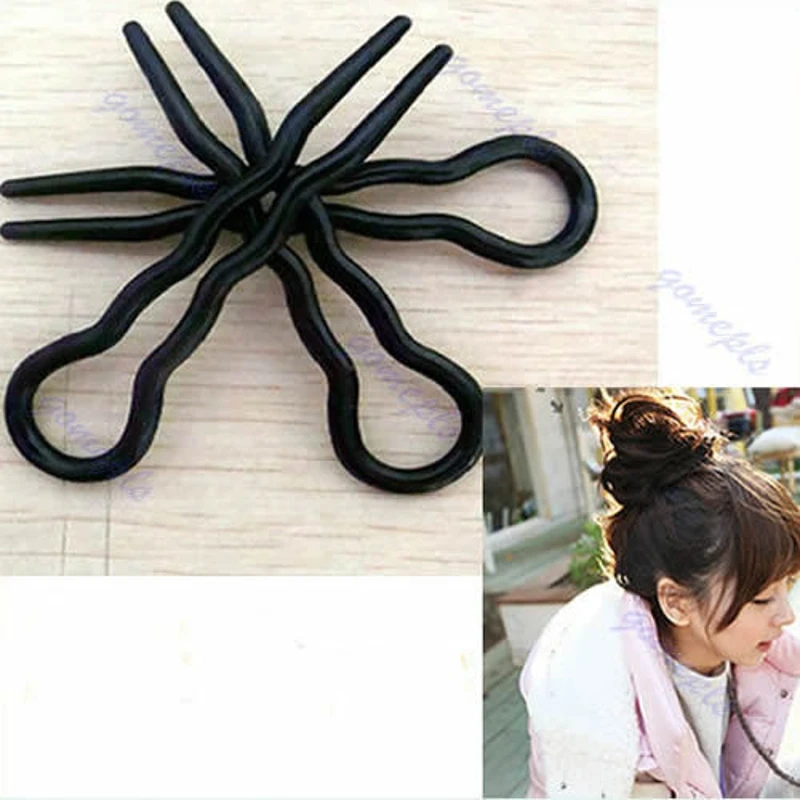 

3pcs 90mm U-shaped Waved Hair Pins Clip Hair Grips Tool Black