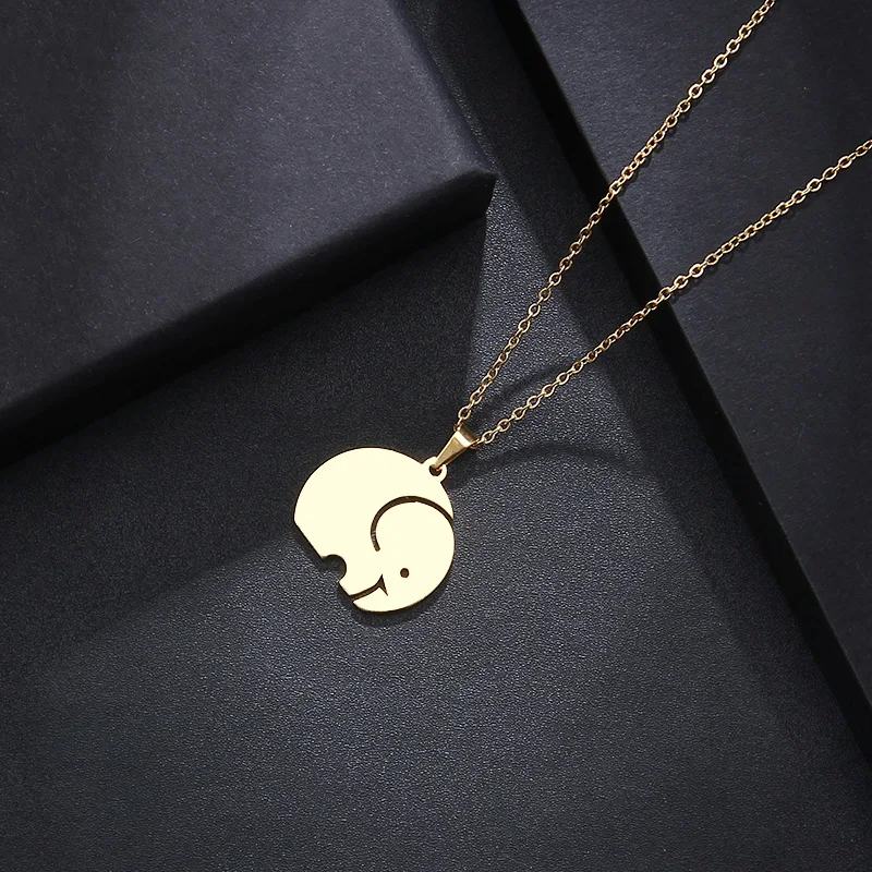CACANA Stainless Steel Necklace For Women Man Lover's Big Elephant Gold And Silver Color Pendant Necklace Engagement Jewelry