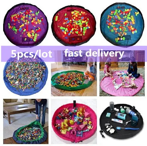 

5pcs Baby Carpet Play Mat Building Block Stuffed Toys Storage Bag Multifunctional Kids Playing Game Blanket Rug Toy Organizer