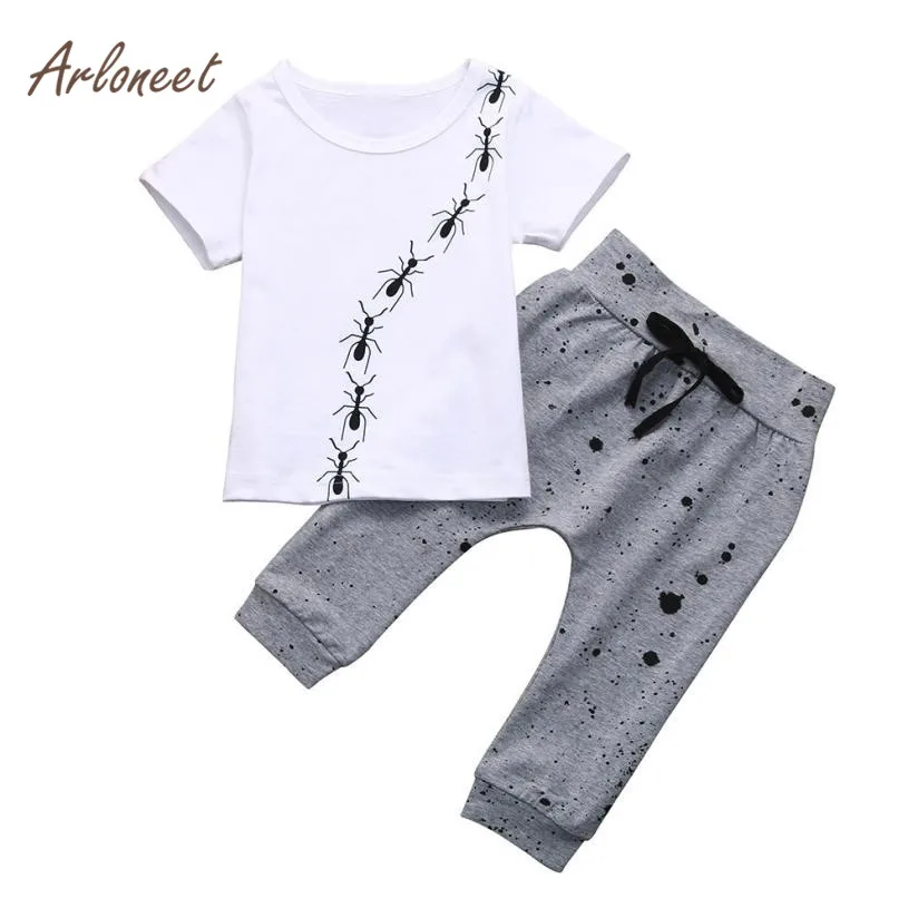 ARLONEET Toddler Baby boy Love Print T-shirt Tops+pants Headband 3PC Floral Set Outfits soft hand feeling no any harm RS3JAN24 |