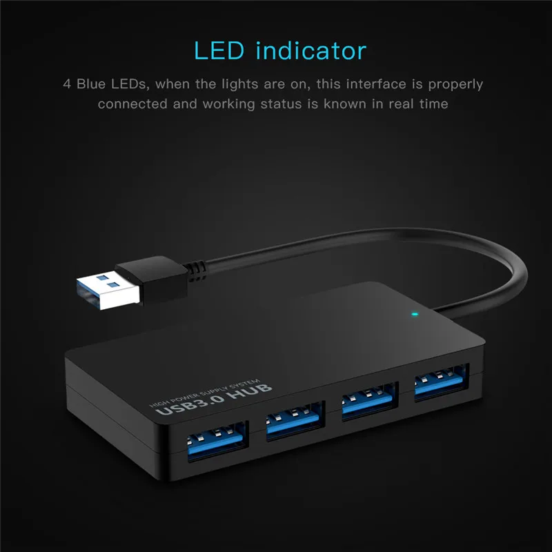 USB концентратор 3 0 4 порта супер скорость USB3.0 разветвитель Кабель Micro несколько