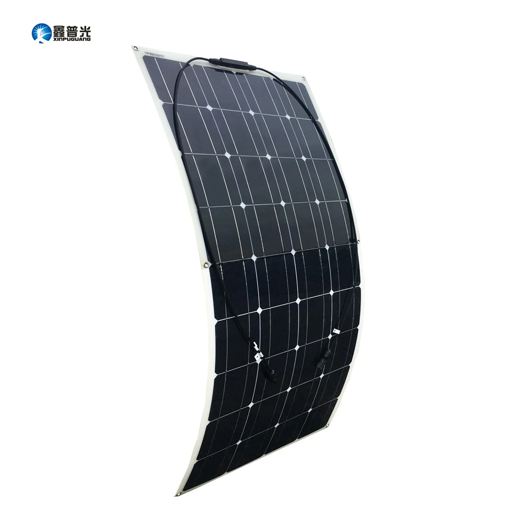100W Solar Panel 18V 36 Cells New Quality Semi Flexible Monocrystalline PV Module for 12V Battery RV Yacht Car Home Charger 