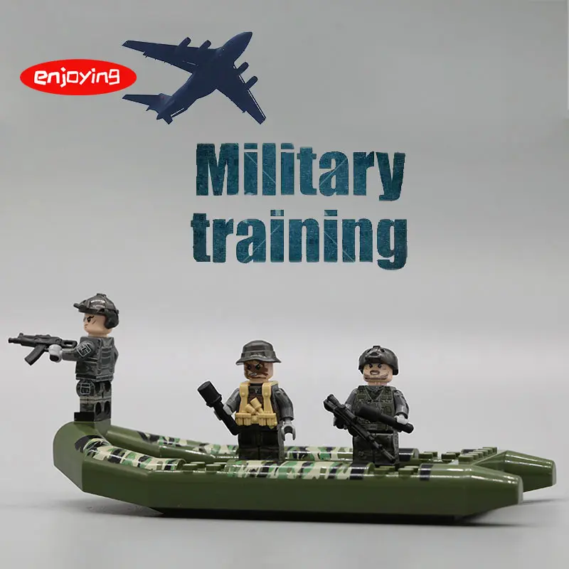 

WW2 Military Assault Boat Model Building Blocks Compatible Soliders Weapons Blocks Army SWAT Police Accessories Brick LegoINGlys