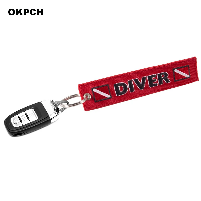 Брелок для ключей для мотоциклов и автомобилей Diver с красной вышивкой, брелок для ключей PK-0001