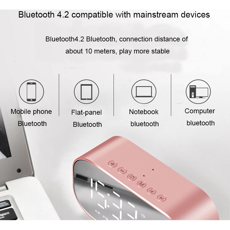 Многофункциональные умные Беспроводные Bluetooth часы с колонками Домашний Мини светодиодный дисплей Цифровой настольный температурный Будильник