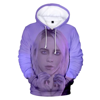 

3D Hoodies Billie Eilish Women sweatshirts Autumn Hooded Casual print character idol Billie Eilish Hoodies winter Pop pullovers