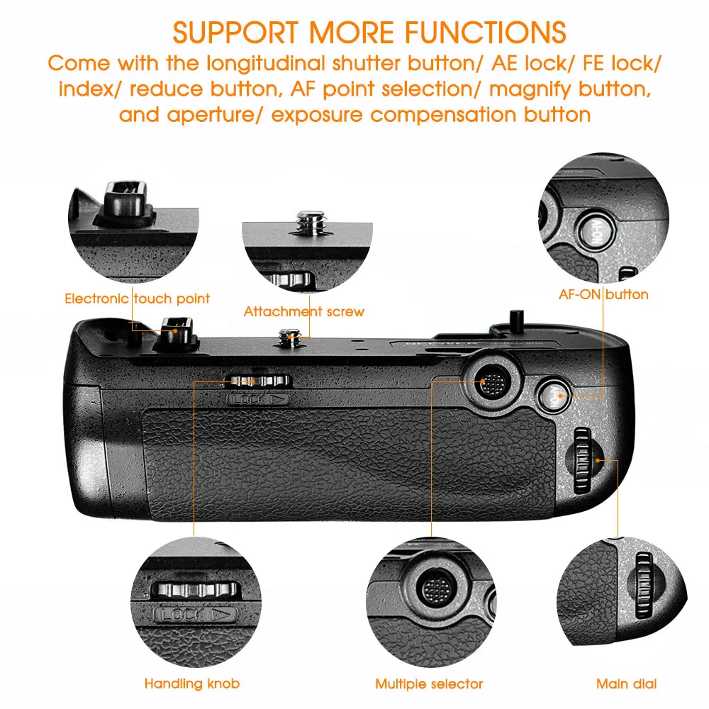  Travor vertical battery grip holder for Nikon D500 DSLR Camera as MB-D17 +1pc EN-EL15 battery+2pcs 