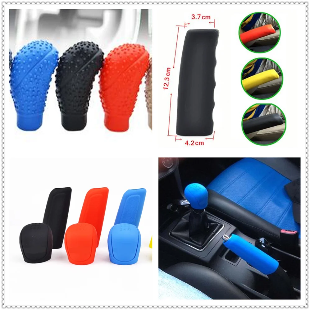 

1set Car rubber Shift Gear Knob Cover Handbrake Skin Protector for Toyota V Hilux Land Cruiser Avanza Carina Celica Corona