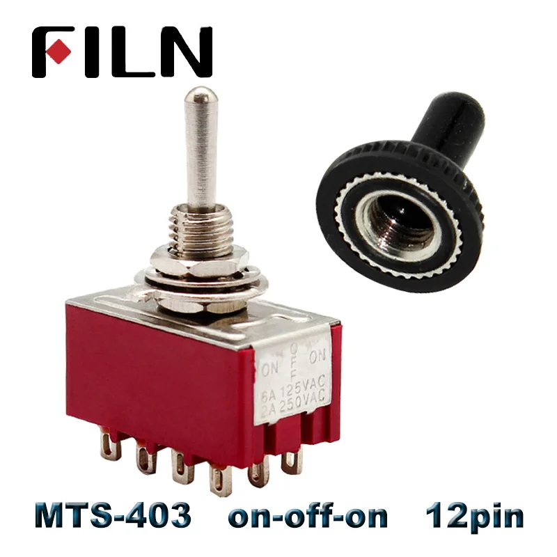 6A 120VAC мини 2 положения вкл. MTS-102 MTS-202 тумблер 3 положения MTS-103 MTS-203 вкл. Выкл. Вкл. Переключатель с водонепроницаемой крышкой - Цвет: MTS-403 Red