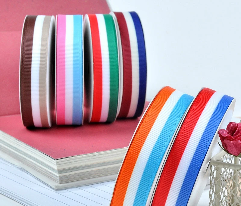

9/16/25/38mm width stripe style grosgrain thread ribbon Decoration supplies DIY badge patch Pendant accessories gift packing