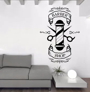 

Creative Cartoon Barber Shop Scissors Moustache Hairdressers Beauty Salon Haircut salon Wall Art Vinyl Sticker Window Decal