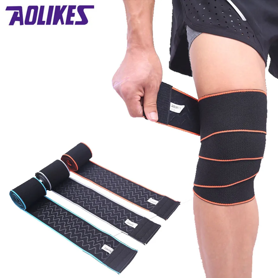 1PCS 150*8 CM Sports Wrapped Compression Protective Knee Bandages Elastic WeightLifting Fitness