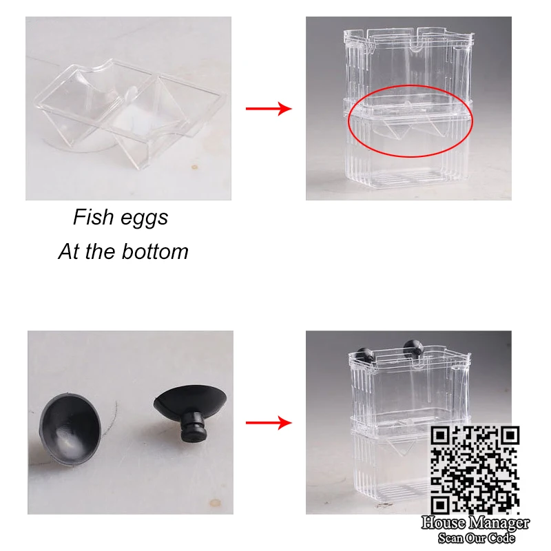 Коробка для разведения рыбы инкубатор селектора изолирующая коробка инкубатория для аквариума, 3в1 люк для рыбы+ защита рыбы+ экономия пространства