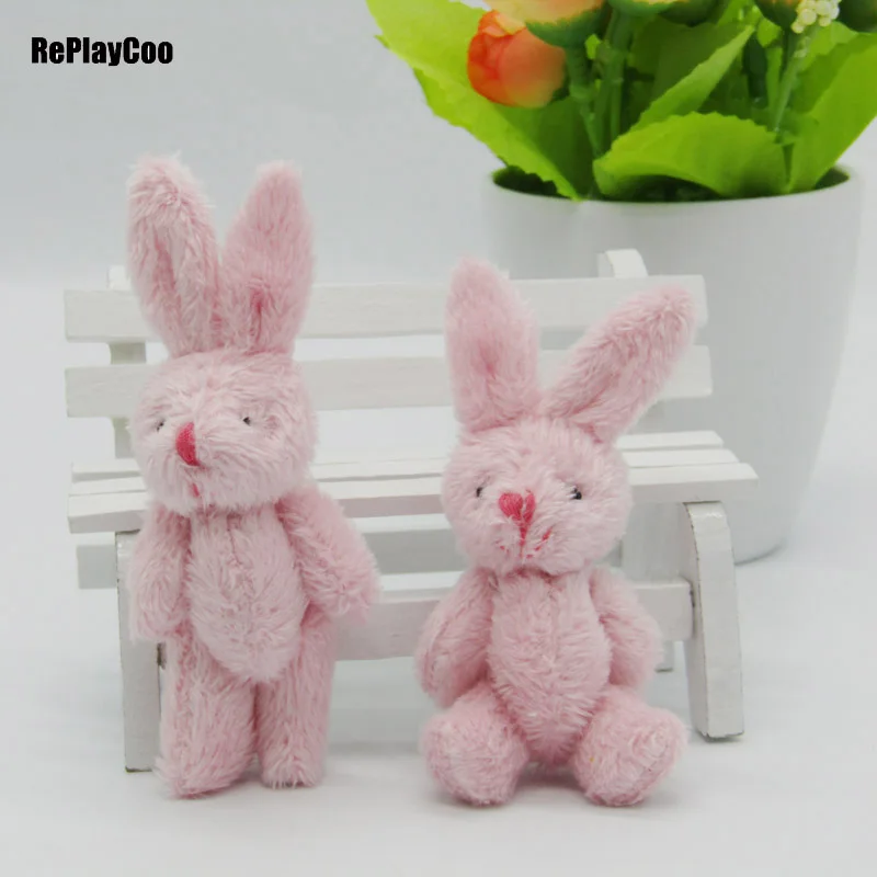 10 шт./лот, Kawaii Mini Bunny, 8 см, плюшевые игрушки, Кролик, розовый, мягкие игрушки, маленькие подвески, подарки для свадьбы 02601