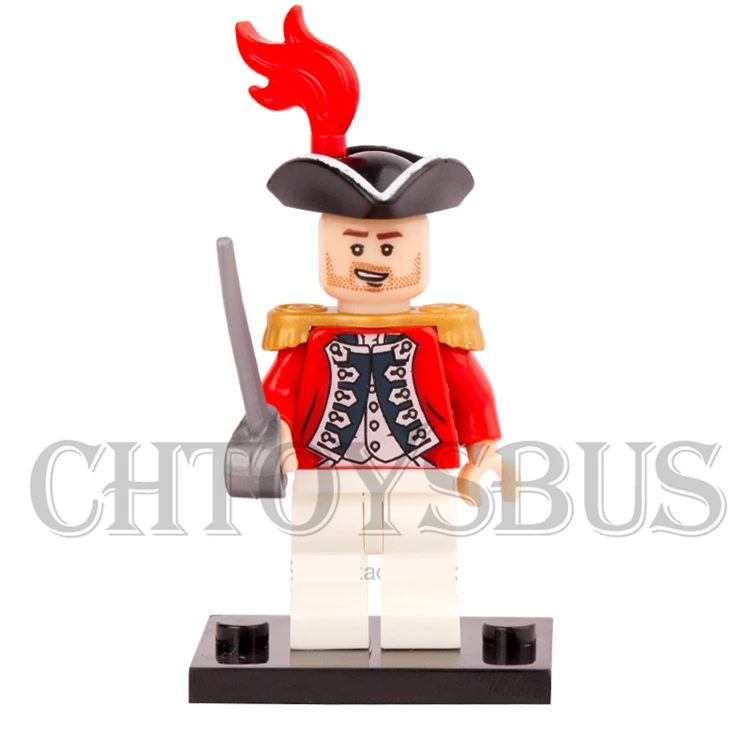 

Single Sale Pirates of the Caribbean Imperial Soldier Governor Red Feather Assemble Building Blocks minifig Kids Toys