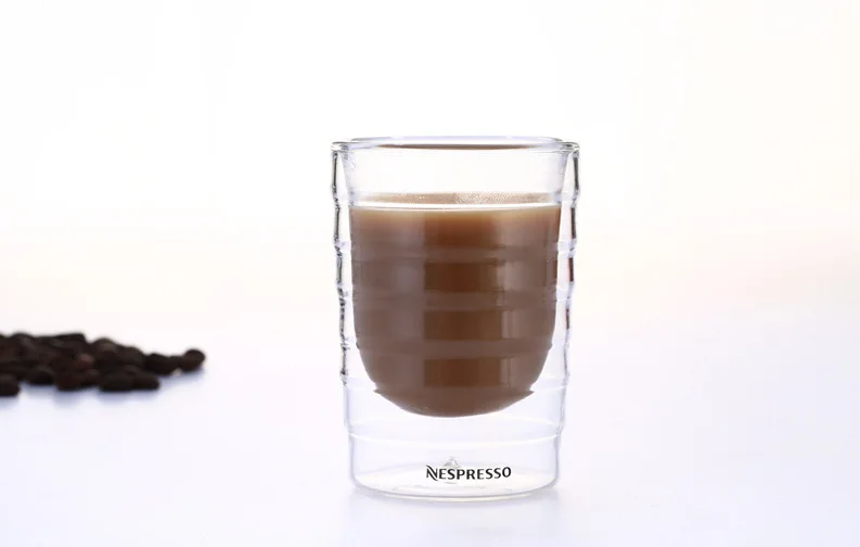 Кофейная чашка Nespresso с двойными стенками, стеклянная кофейная кружка, прозрачные Изолированные чашки Эспрессо, 85/150 мл, термостойкая чайная чашка, бессвинцовое стекло