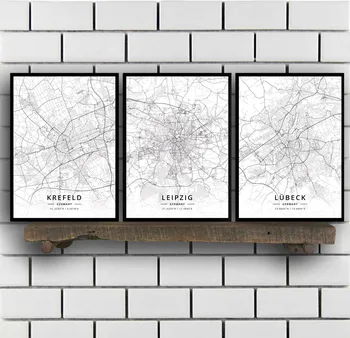 

Krefeld Leipzig Lubeck Magdeburg Mainz Mannheim Monchengladbach Munich Munster Nuremberg Oberhausen Osnabruck Germany Map Poster
