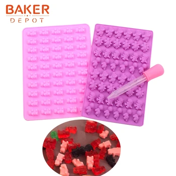 

BAKER DEPOT Bear Candy Gummy Mold Silicone mold for Chocolate Ice cube dinosaur sugar candy Cake Decoration Tool with Dropper