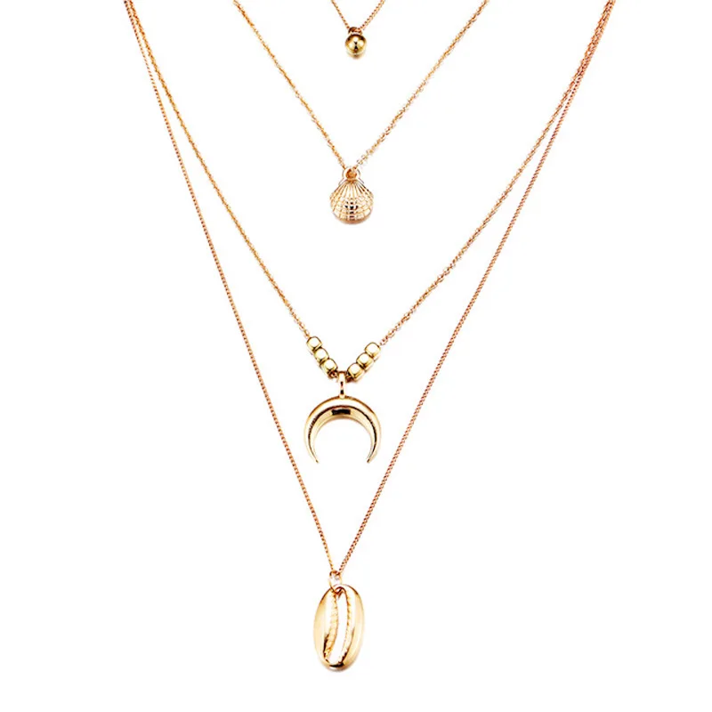 Bohemian Conch Necklace Long Scallop Multilayer Pendant Necklace Sweater Chain Jewelry Bohemian Conch Necklace Long Scallop Multilayer Pendant Necklace Sweater Chain Jewelry