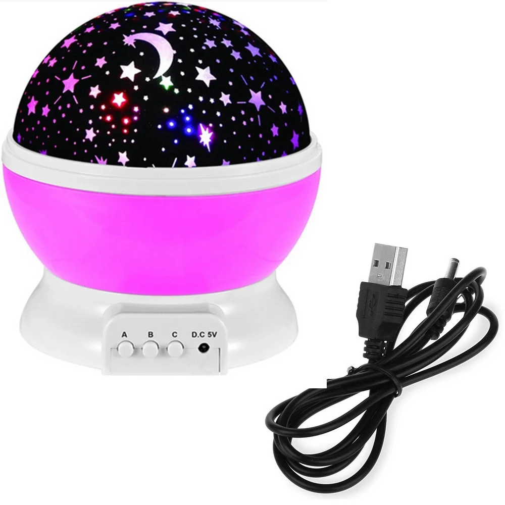

LED Night Light Rotating Star Projection Lamp with Moon Star Pattern 3 Modes LED Projector Light Lamp for Children and Kids Bed