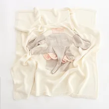 Детская вязаная Пеленка, муслин, супер мягкое одеяло для малышей, слон, зимнее спальное постельное белье, детское одеяло с кроликом, 0-24 м