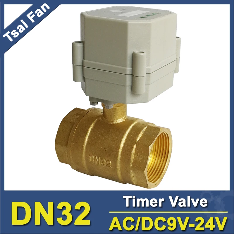 

Tsai Fan Brass 2 Way 1-1/4'' DN32 Motorized Timer Valve Bore 29mm BSP/NPT Thread AC/DC9V-24V