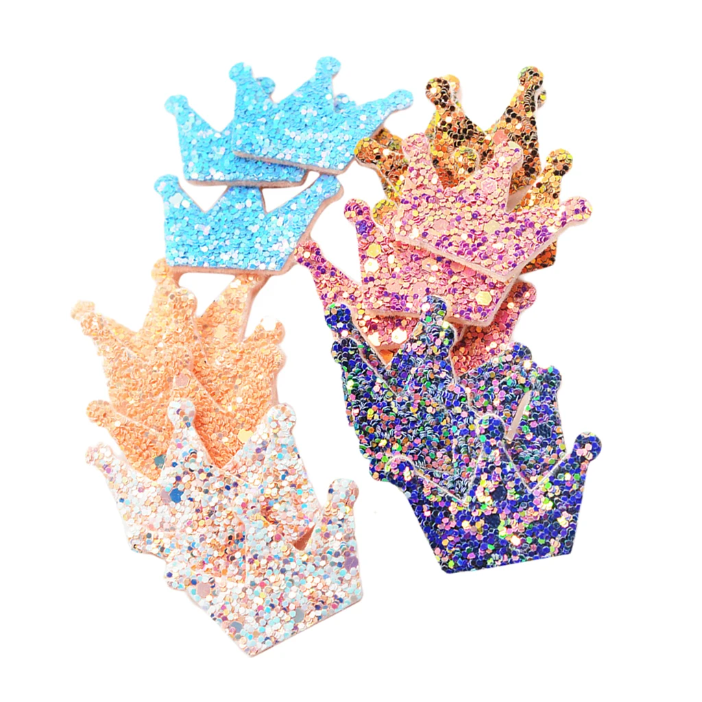20x Mixed Felt Crown W Sequin Appliques Embellishment Craft For Card Making