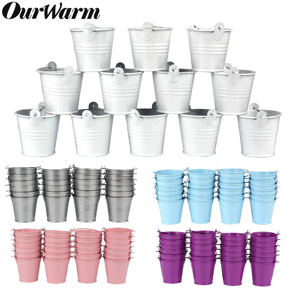 OurWarm 50 шт Baby Shower коробка конфет металла Ведра Горшки мини ведро банки сладкий