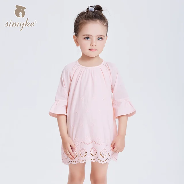 Simyke Dress For Girl Kids Half Sleeves Pink Dresses Spring 2018 Brand ...