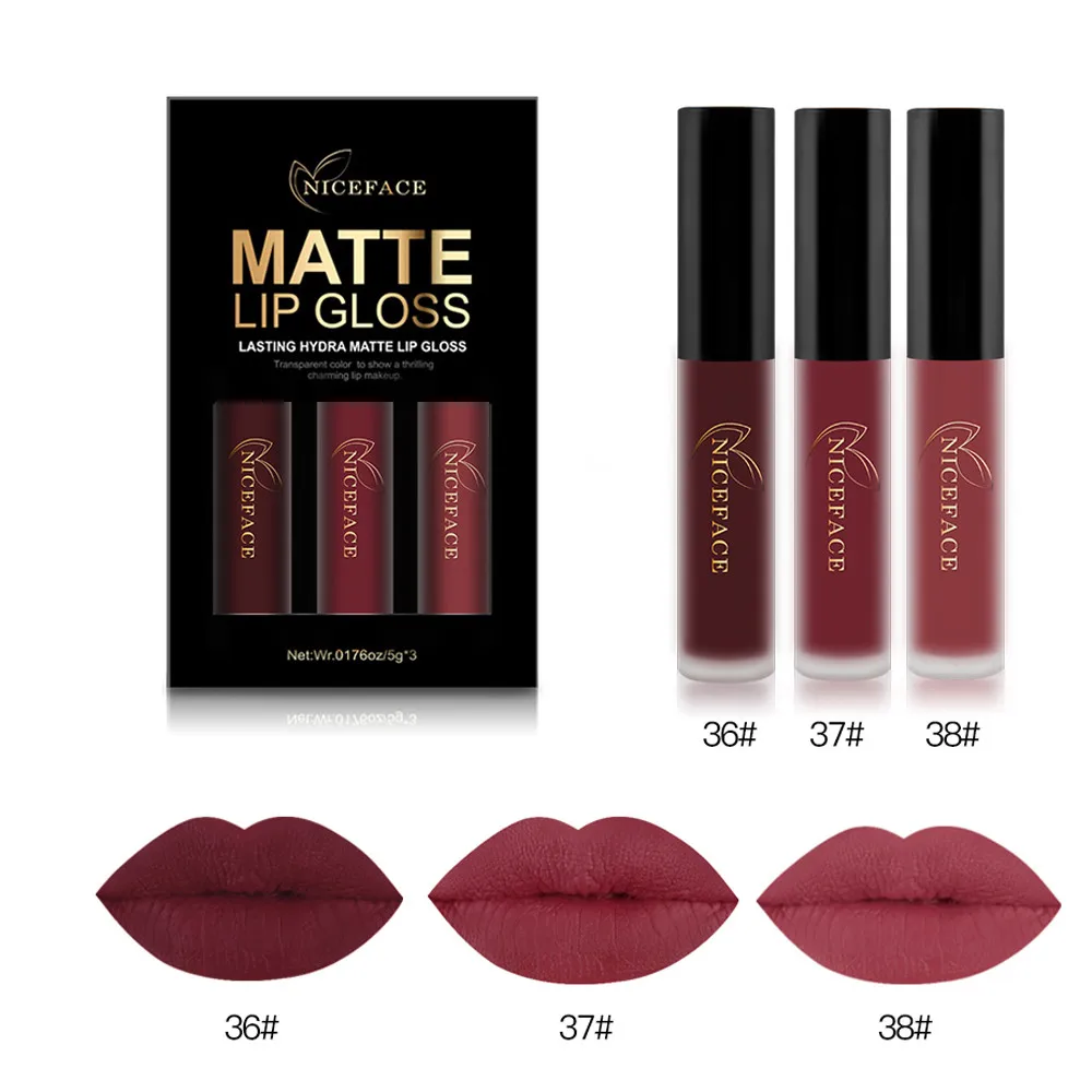 Блеск для губ Beauty 3 шт. новинка модная стойкая водостойкая Матовая жидкая помада