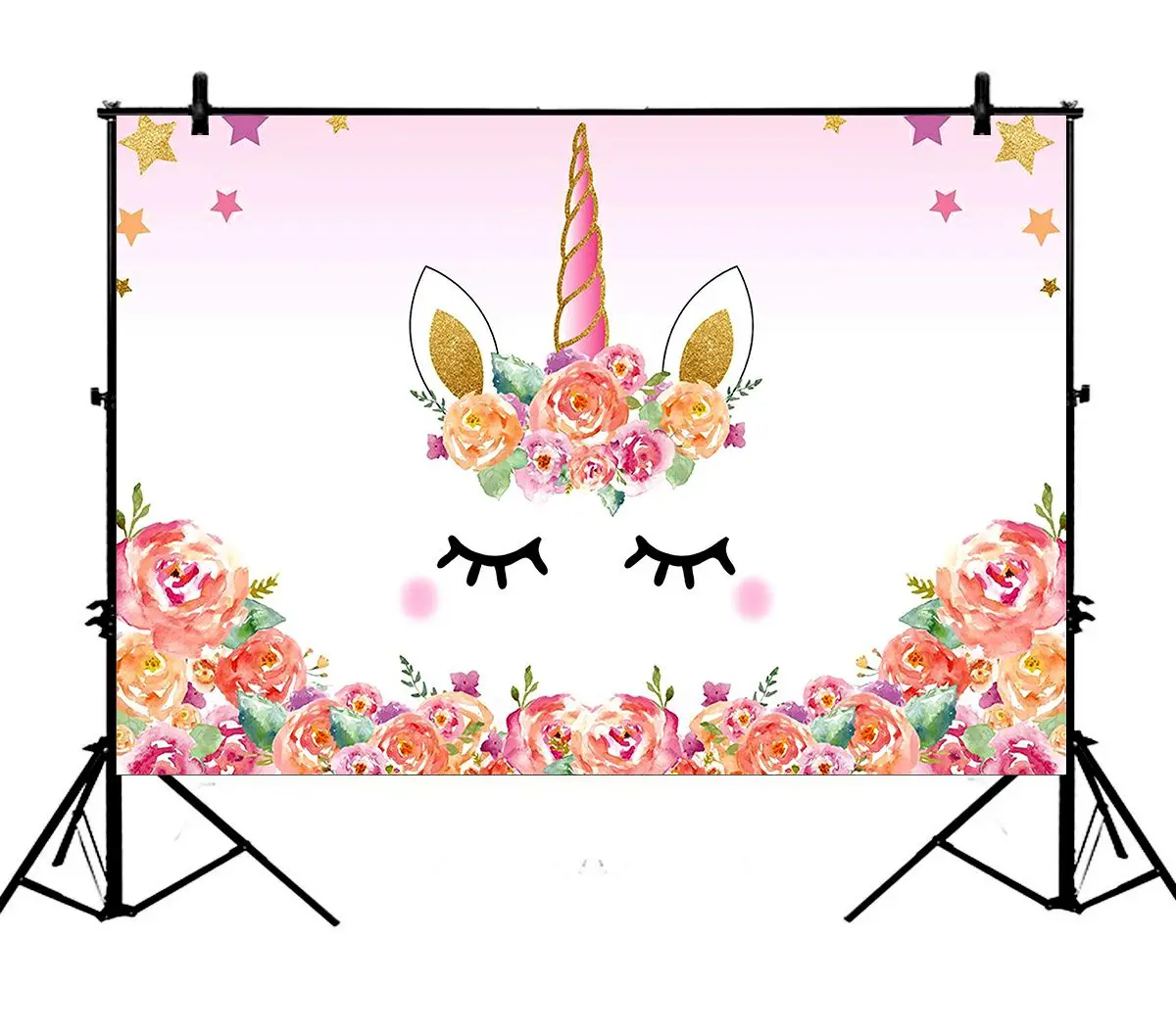 

5x7ft Sweet Flowers Cartoon Unicorn Party Birthday Polyester Photo Background Portrait Backdrop