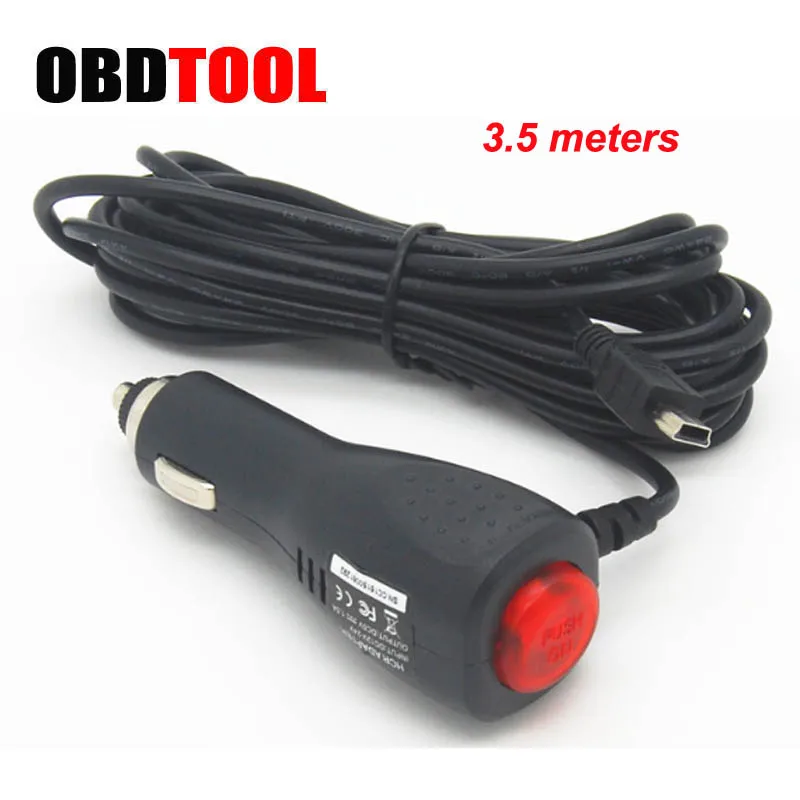 

3.5m Length Driving Recorder Car Charger Mini USB To Cigarette Lighter Head DVR GPS Navigator Car Charger with Switch JC10