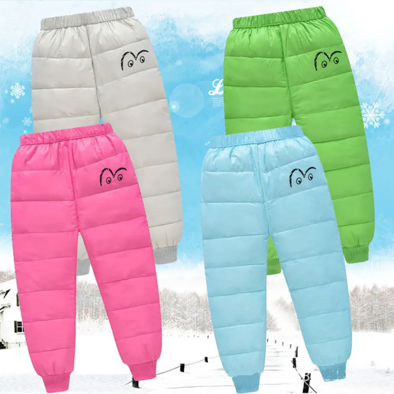 

2019 Winter Flimsy Children Warm Pants Kids Boys Girls Down Cotton Elastic Waist Pants Children's Clothes baby Girl Leggings