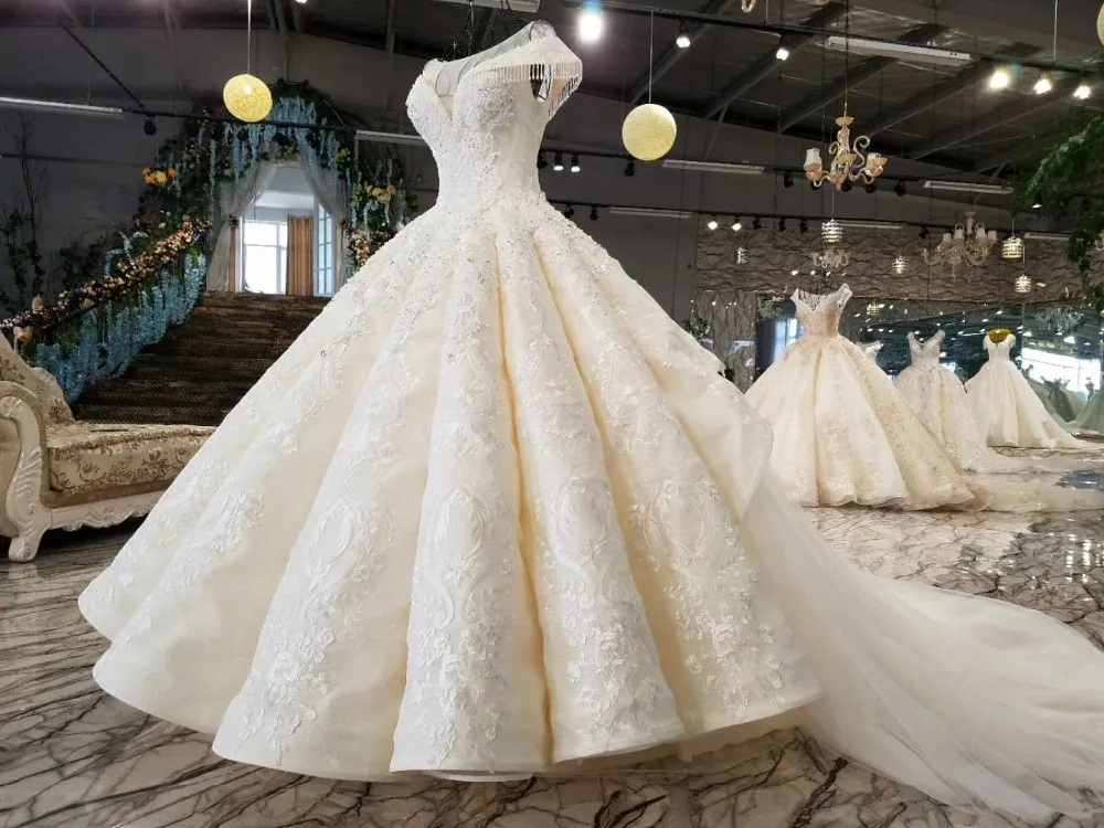 AOLANES Robe De Mariage Роскошные платья невесты 2018 свадебные с королевским шлейфом