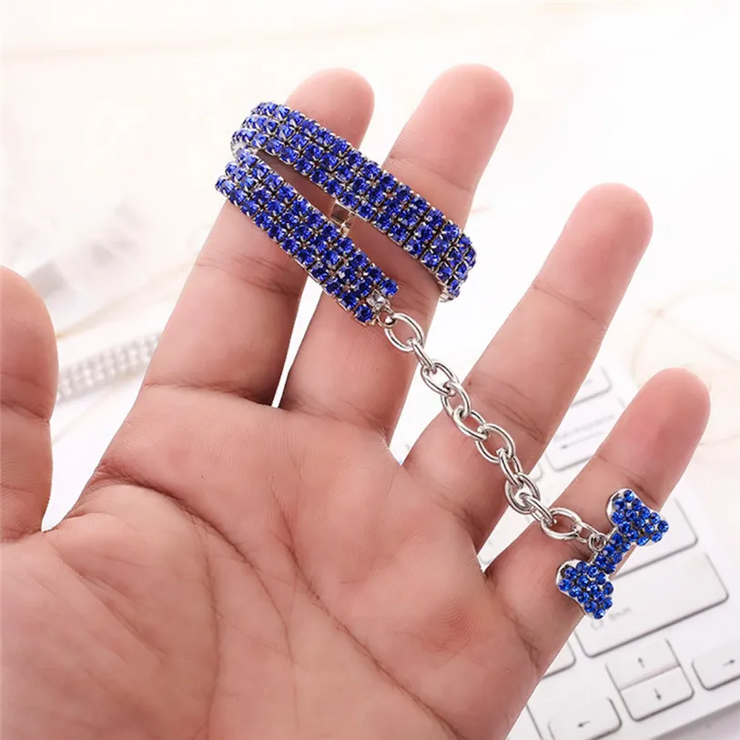 Full Rhinestone Chocker Dog Necklace Collar Pendant for Pet Puppy Small Dogs Cats Party Decor Dress Up Pet Supplies 40JA22 (4)