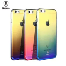 Baseus caso originalidade para iphone 7 luxo aurora cor gradiente transparente case para iphone 6 s 7 mais luz dura da tampa do caso pc