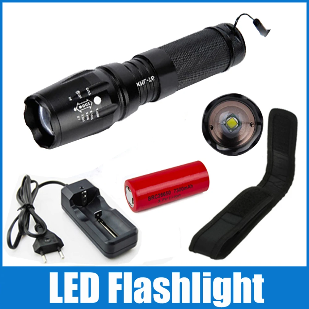 26650 flashlight led torch lanterna+ 26650 rechargeable battery