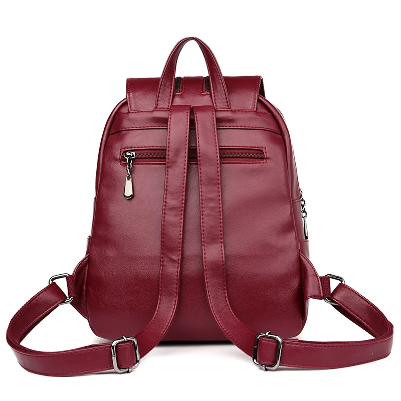  Casual Double Zipper Women Backpack Large Capacity School Bag For Girl Brand Leather Shoulder Bag 2 - 32949324535
