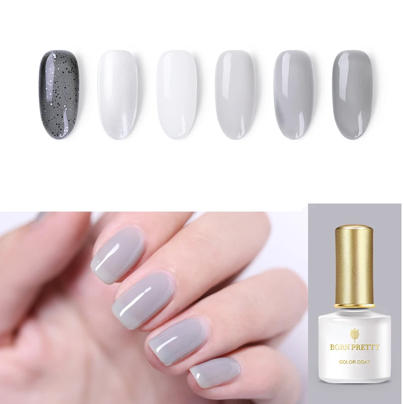 

BORN PRETTY Transparent Grey Gel Nail Polish Glitter Sequins Soak Off UV LED Gel Nail Art Base Gel Lacquer Manicure Decor