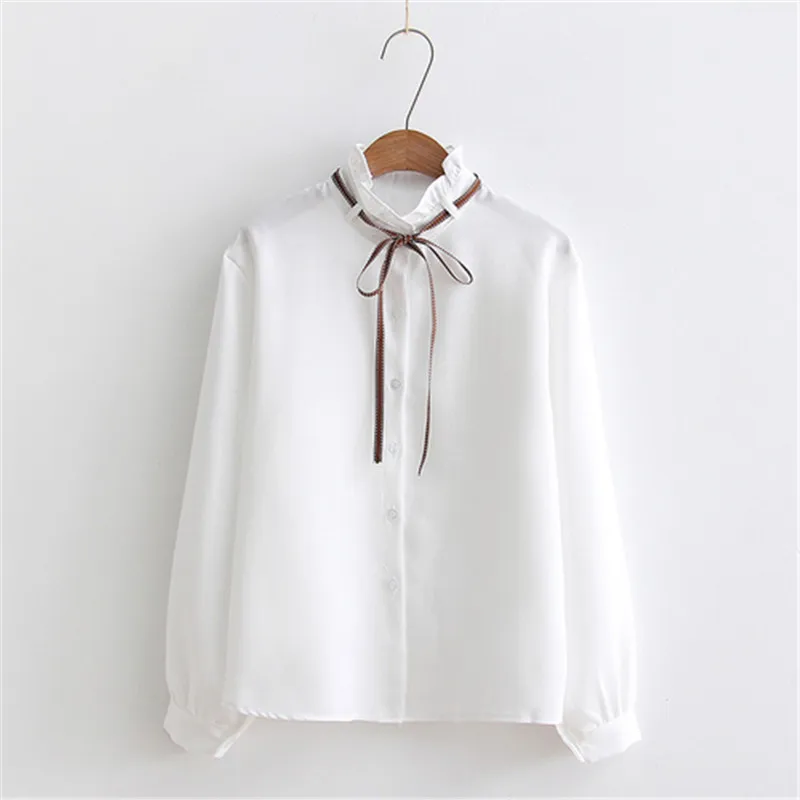 2018 New Female Chiffon Blouse Shirt Lady Solid Bow Shirt Loose Stand collar Women Long-Sleeved Shirts Dropshiping 2018 New Female Chiffon Blouse Shirt Lady Solid Bow Shirt Loose Stand collar Women Long-Sleeved Shirts Dropshiping