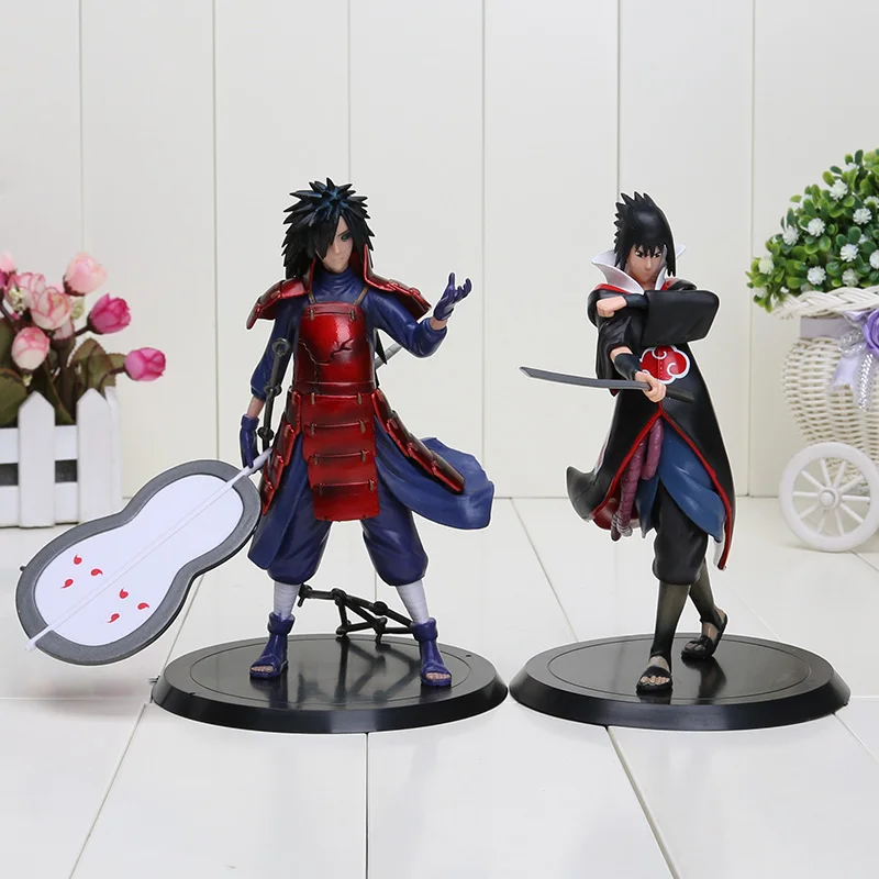 

2pcs/set japan brinquedos 17cm Anime Naruto Uchiha Madara Uchiha Sasuke PVC Action Figures Model Toys