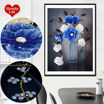 

Special Shaped Drill Round Diamond Painting Flower Vase 5D Diamond Picture Cross Stitch Partial Paste Stone Mosaic Needlework
