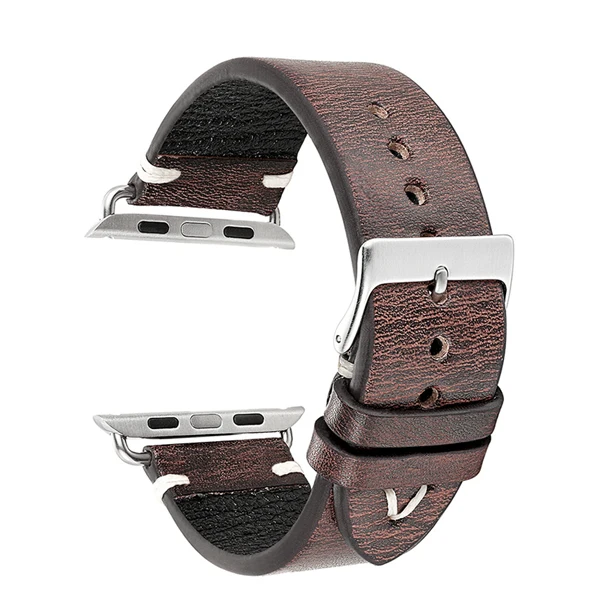 E-Dark Coffee Винтажный Браслет из натуральной кожи для Apple Watch 38 мм 40 мм 42 мм 44 мм серия 4 3 2 для Apple Watch ремешок iWatch ремешок для часов - Цвет ремешка: E-Dark Coffee