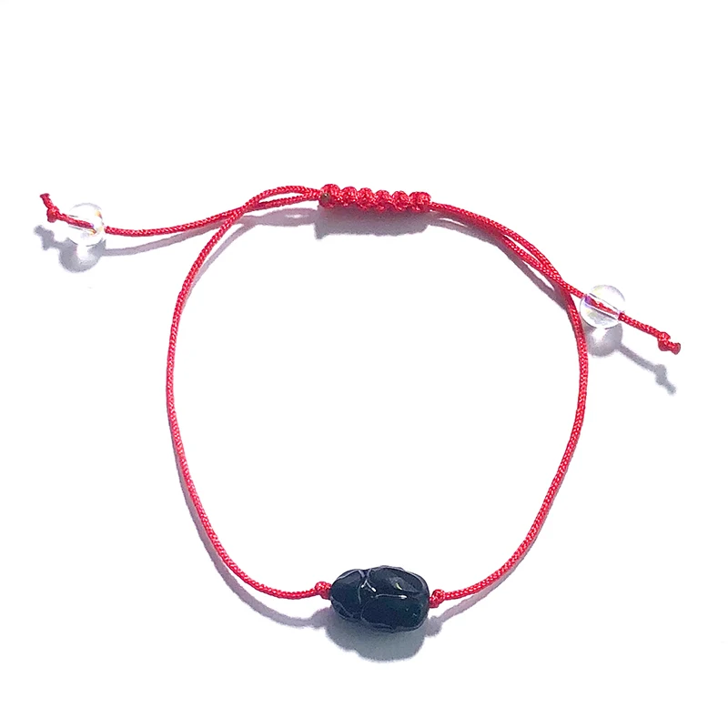 Baffin Scarab браслет из бисера кристаллами от Swarovski Lucky Red String плетение пара браслетов для мужчин женщин детей Wish ювелирные изделия - Окраска металла: Jet