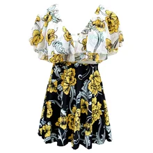 Женские две детали с принтом купальная одежда бикини танкини набор купальный костюм летний сексуальный купальник пляжное платье купальник бикини